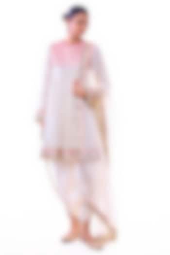 Ivory Organza Embroidered Kurta Set by GOPI VAID at Pernia's Pop Up Shop