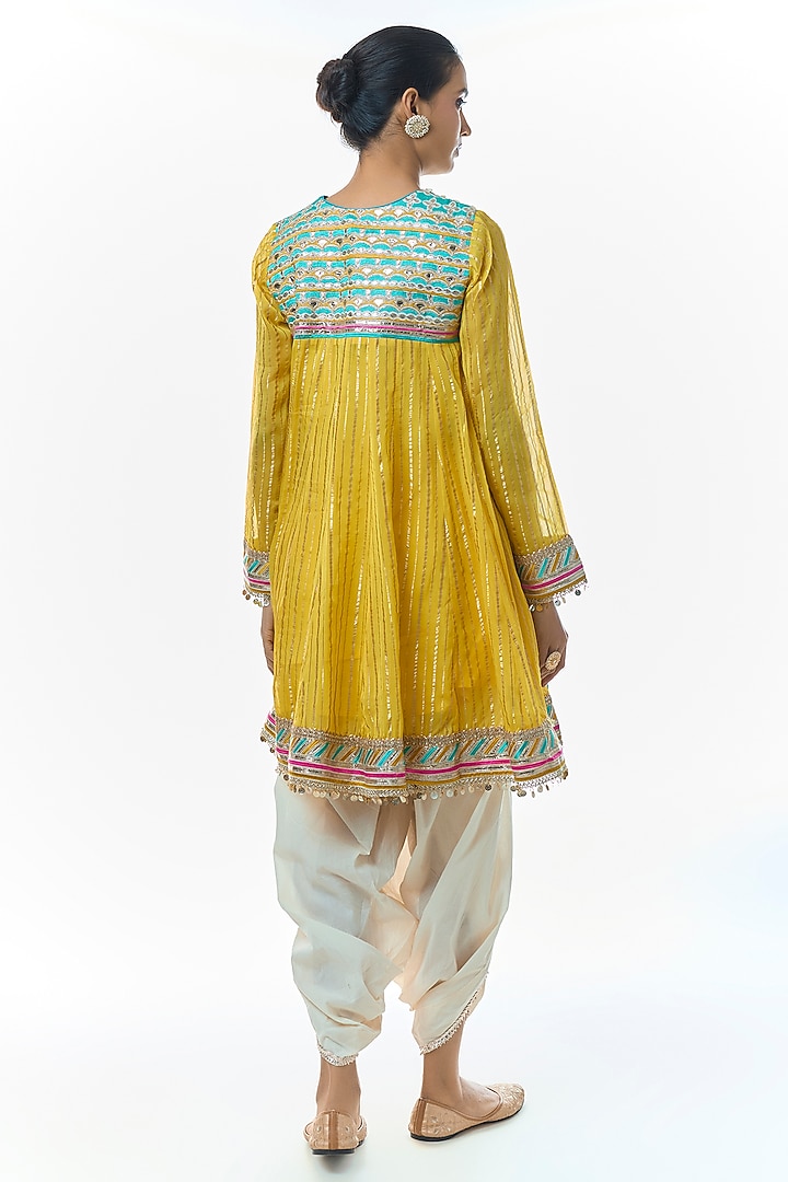 Yellow Organza Wedding Anarkali Set by Gopi Vaid at Pernia's Pop Up Shop
