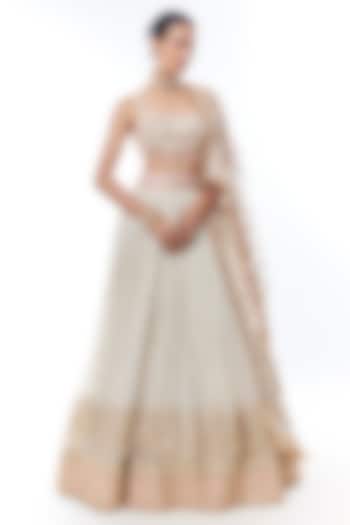 Ivory Georgette Embroidered Wedding Lehenga Set by GOPI VAID at Pernia's Pop Up Shop