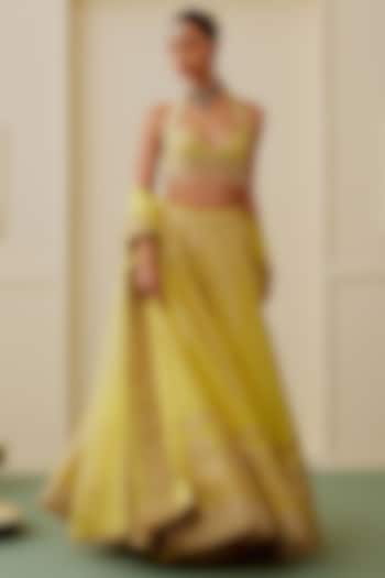 Yellow Tussar Embellished Bridal Bridal Lehenga Set by GOPI VAID at Pernia's Pop Up Shop