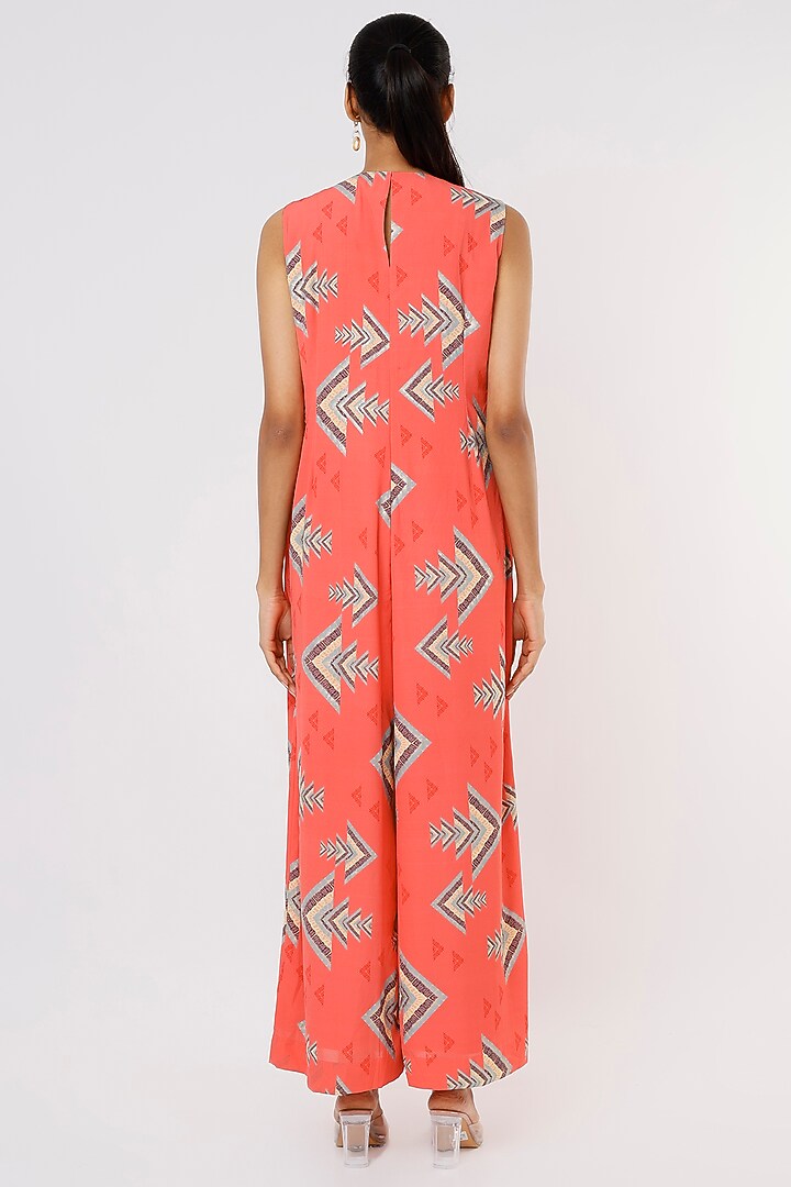 Coral Printed Jumpsuit by GOPI VAID at Pernia's Pop Up Shop