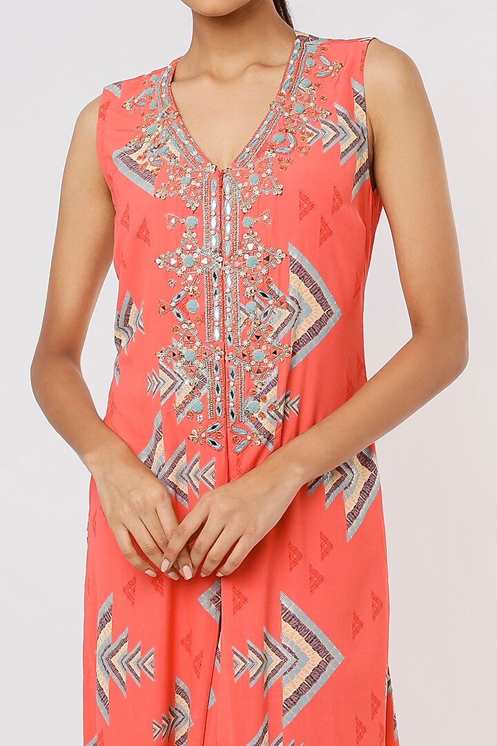 Coral Printed Jumpsuit by GOPI VAID at Pernia's Pop Up Shop