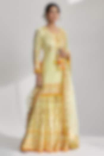 Yellow Georgette Embroidered Sharara Set by GOPI VAID