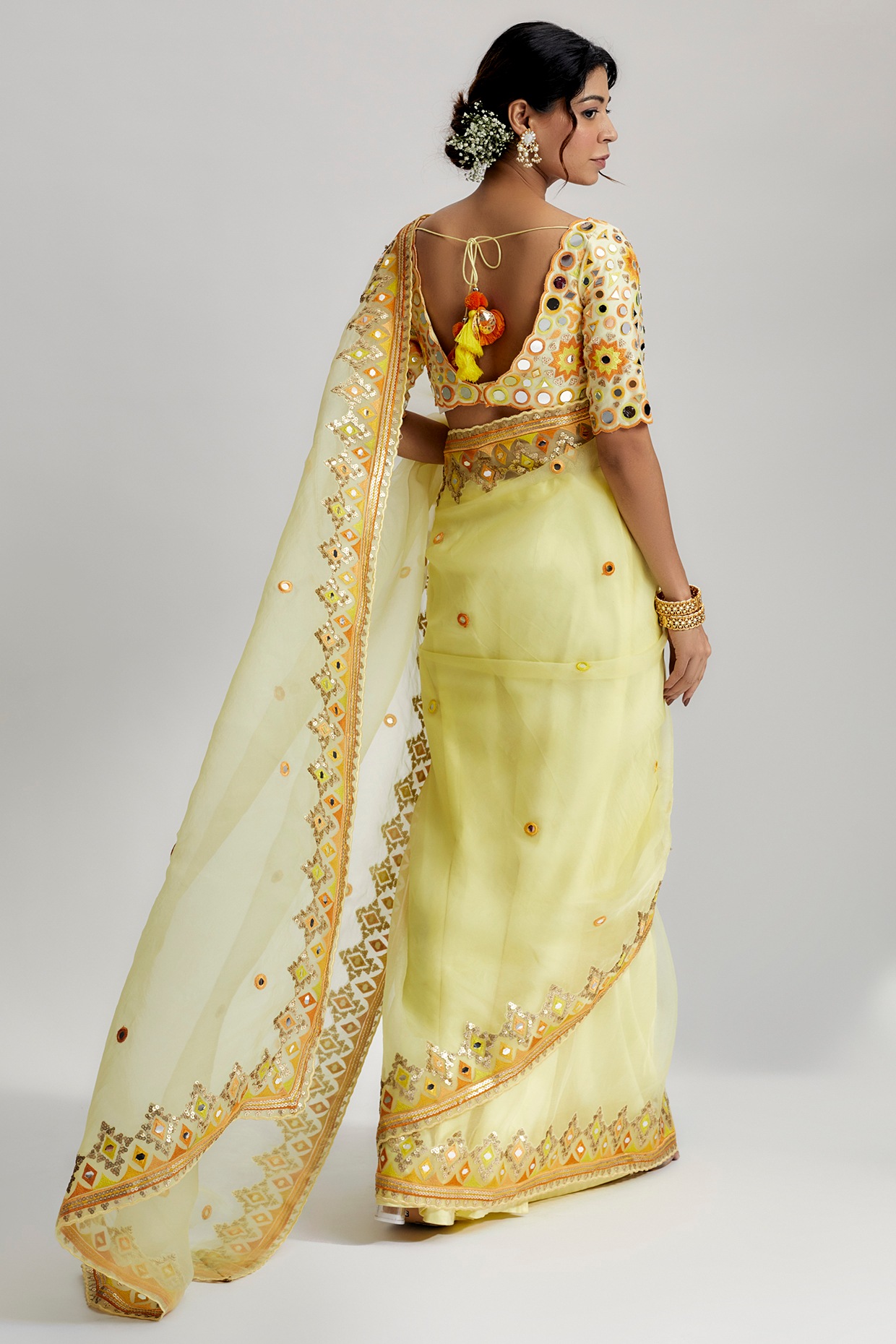 Light Yellow Georgette Saree | Leemboodi