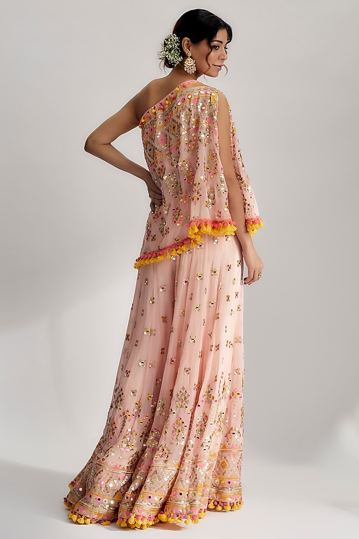 Pink Embroidered Flared Pant Set by GOPI VAID at Pernia's Pop Up Shop