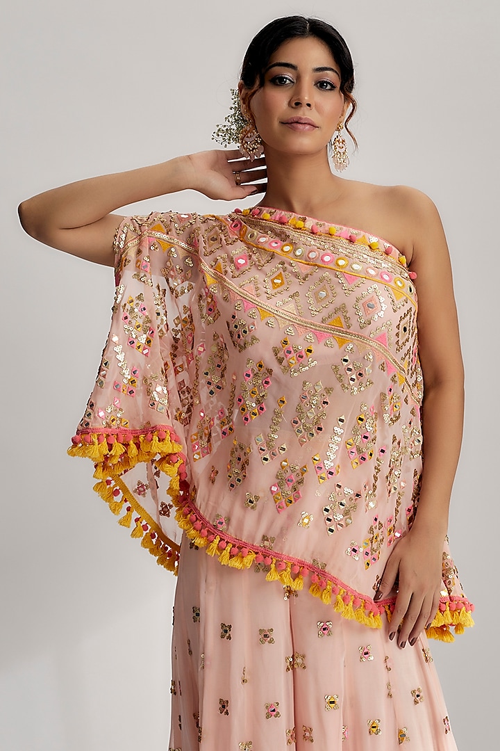 Pink Embroidered Flared Pant Set by GOPI VAID at Pernia's Pop Up Shop