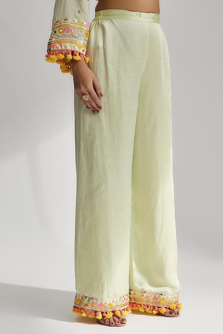 Mint Hand Embroidered Kurta Set by GOPI VAID at Pernia's Pop Up Shop