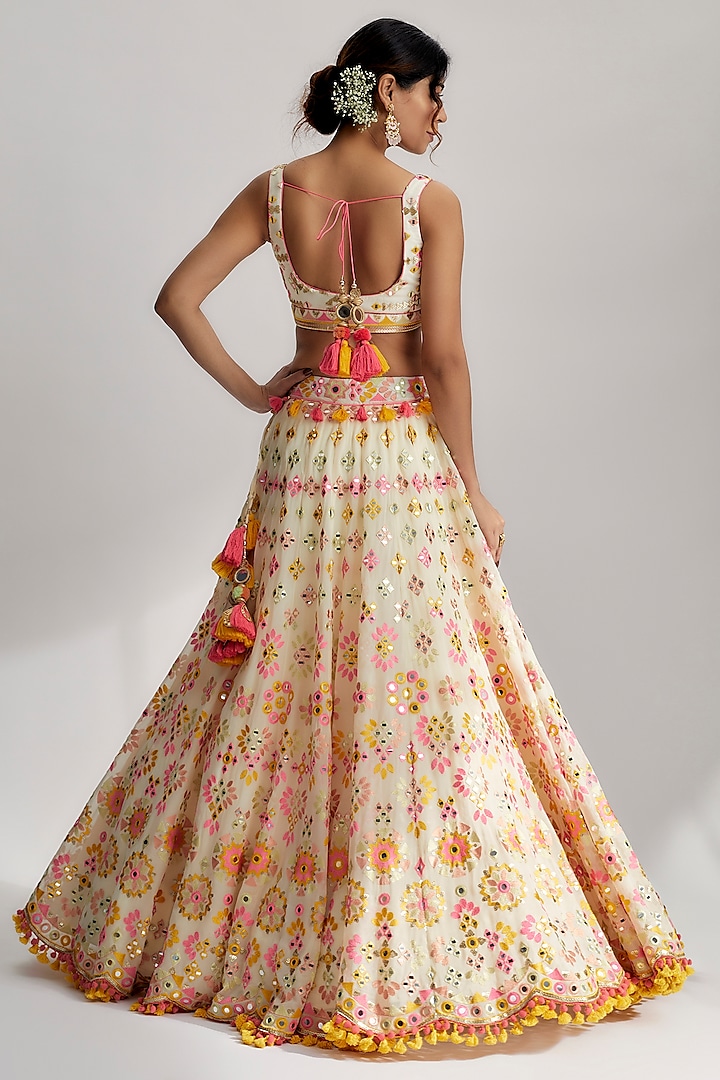 Gopi Pink Georgette Embroidered Lehenga Set