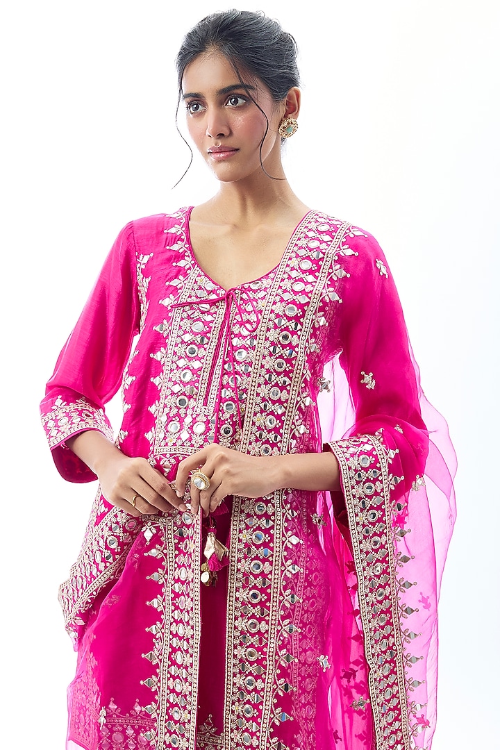 Rani Pink Georgette Embroidered Wedding Sharara Set by GOPI VAID at Pernia's Pop Up Shop