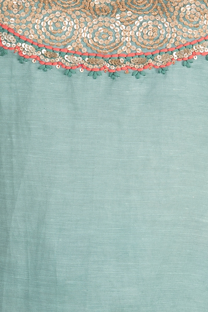 Teal Blue Embroidered & Printed Wedding Sharara Set by GOPI VAID at Pernia's Pop Up Shop