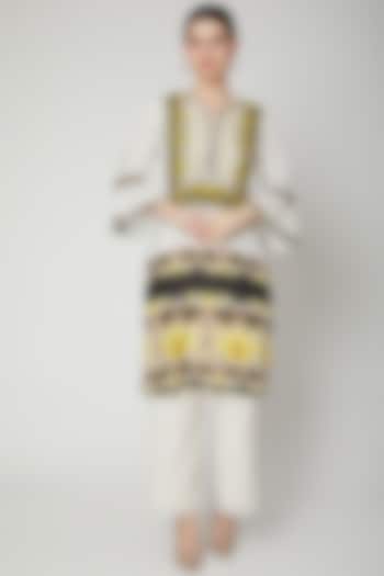 Yellow Printed Cotton Silk Tunic by GOPI VAID at Pernia's Pop Up Shop