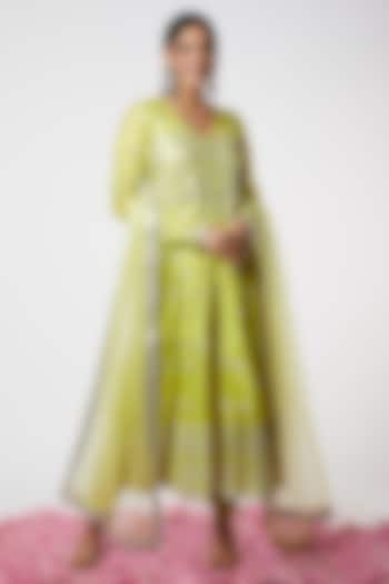 Lime Embellished Anarkali Set by GOPI VAID at Pernia's Pop Up Shop