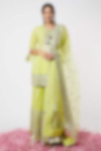 Lime Embellished Sharara Set by GOPI VAID