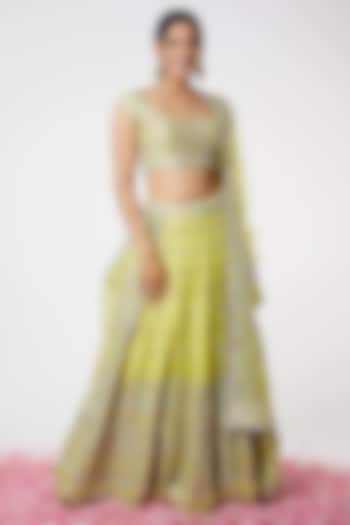 Lime Mirror Embellished Wedding Lehenga Set by GOPI VAID at Pernia's Pop Up Shop