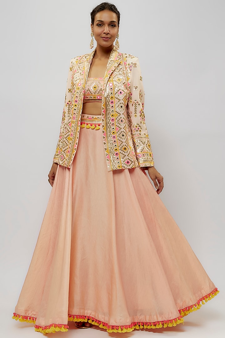 Pink Cotton Silk Skirt Set by GOPI VAID at Pernia's Pop Up Shop