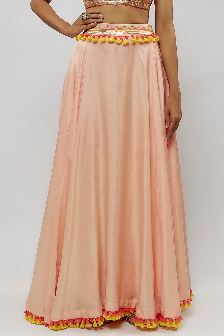 Pink Cotton Silk Skirt Set by GOPI VAID at Pernia's Pop Up Shop