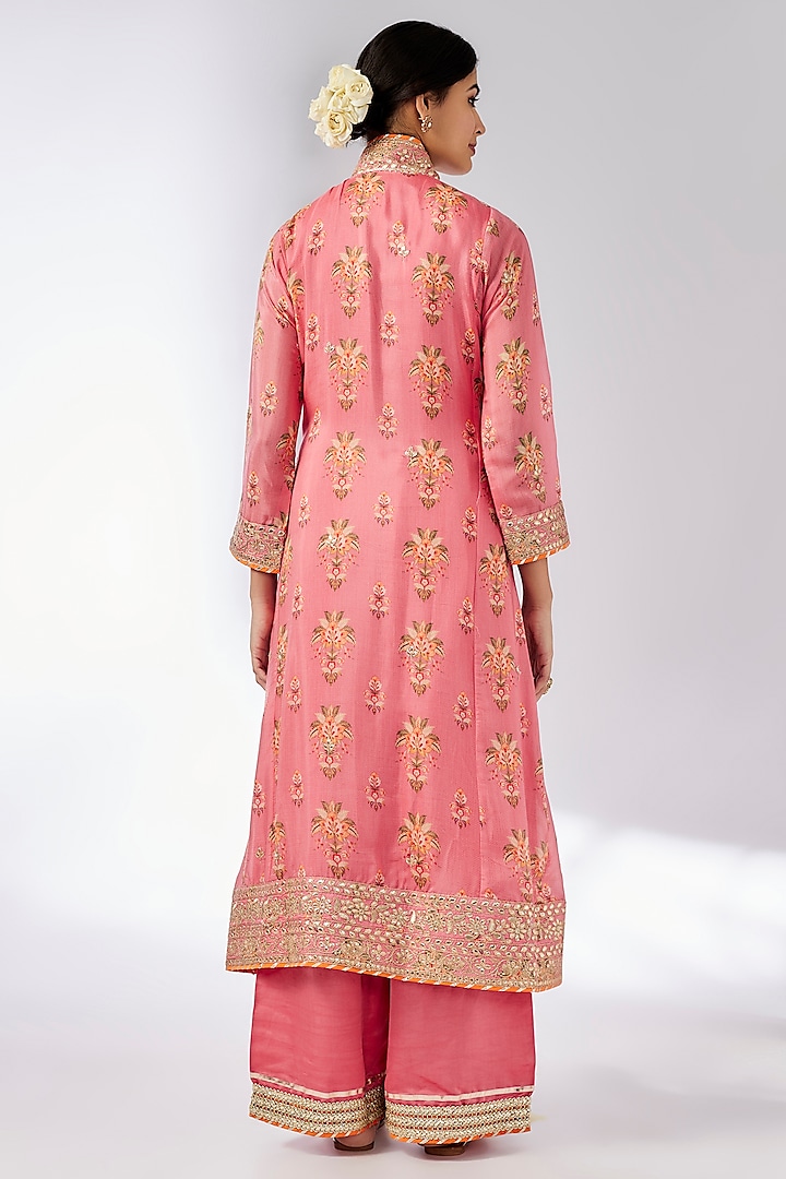 Pink Cotton Silk Hand & Machine Embroidered Kurta Set by GOPI VAID at Pernia's Pop Up Shop