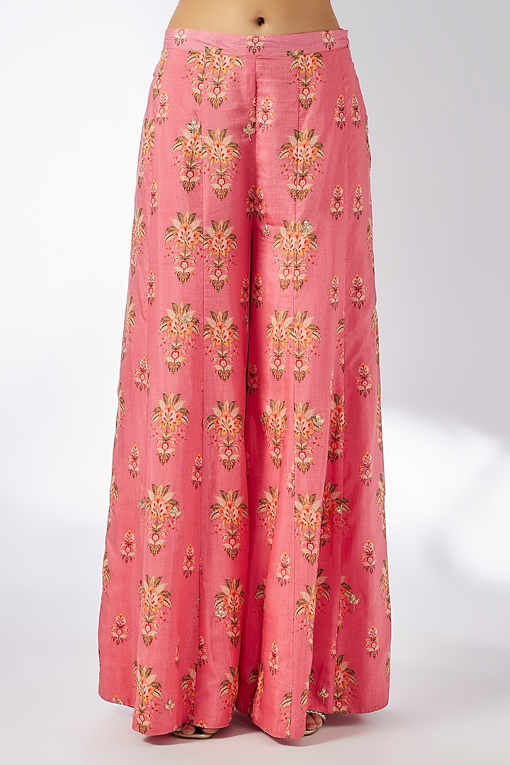 Pink Organza Printed & Embroidered Cape Set by GOPI VAID at Pernia's Pop Up Shop