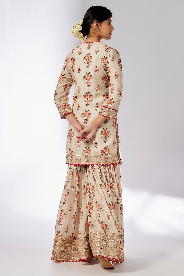 Ivory Cotton Silk Wedding Sharara Set by GOPI VAID at Pernia's Pop Up Shop
