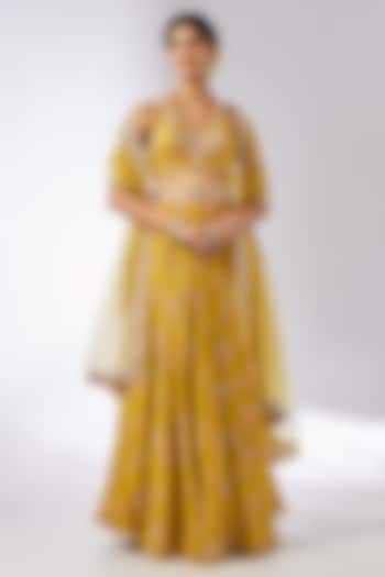 Mustard Yellow Organza Wedding Lehenga Set by GOPI VAID at Pernia's Pop Up Shop