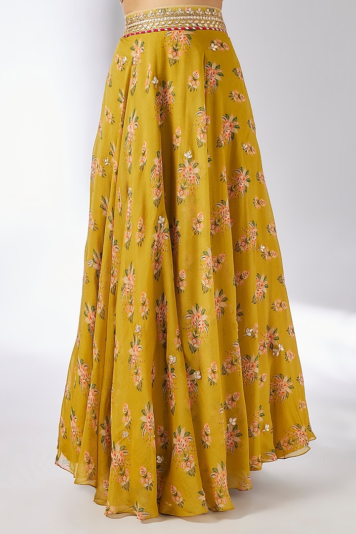 Mustard Yellow Organza Wedding Lehenga Set by GOPI VAID at Pernia's Pop Up Shop