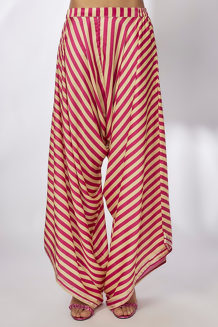 Pink Satin Floral Printed Co-Ord Set by GOPI VAID at Pernia's Pop Up Shop