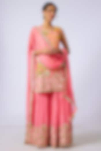 Pink Chiffon Sharara Set by GOPI VAID at Pernia's Pop Up Shop