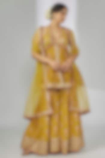 Yellow Cotton Silk Sharara Set by Gopi Vaid at Pernia's Pop Up Shop