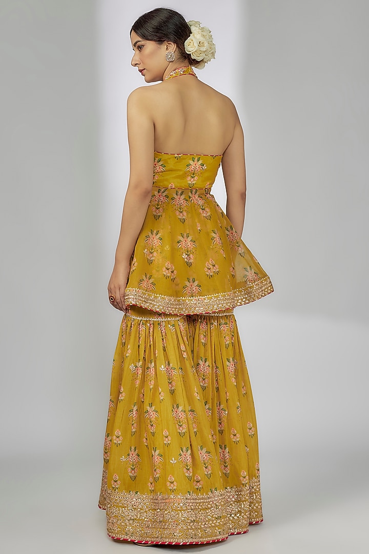 Yellow Cotton Silk Wedding Sharara Set by GOPI VAID at Pernia's Pop Up Shop