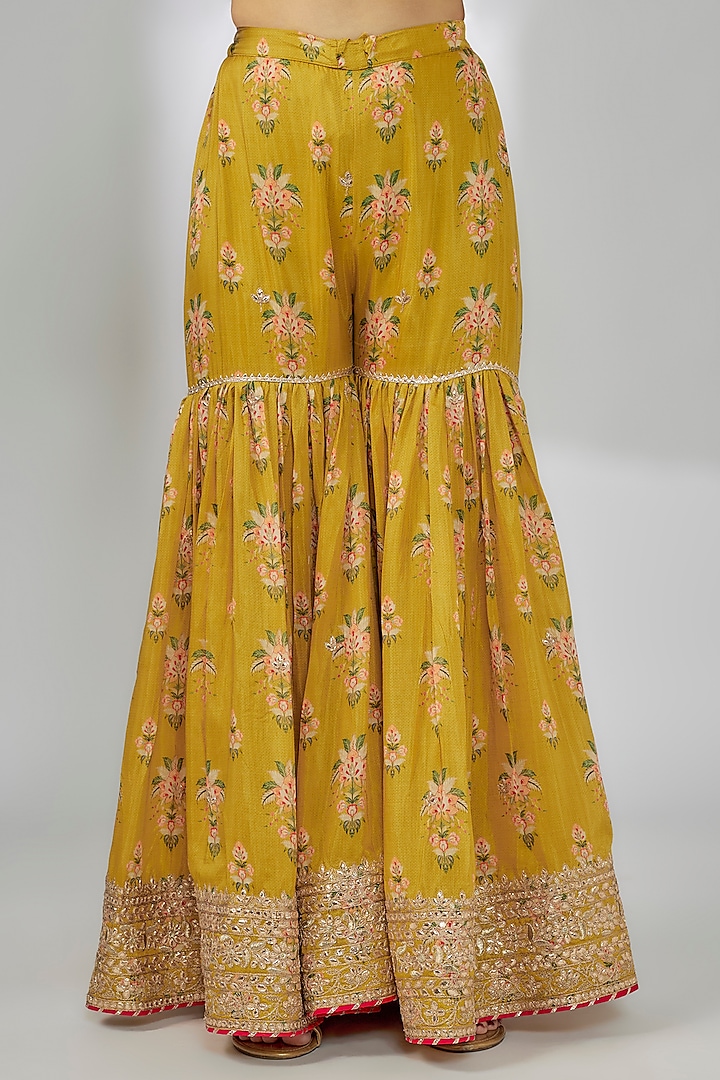 Yellow Cotton Silk Wedding Sharara Set by GOPI VAID at Pernia's Pop Up Shop