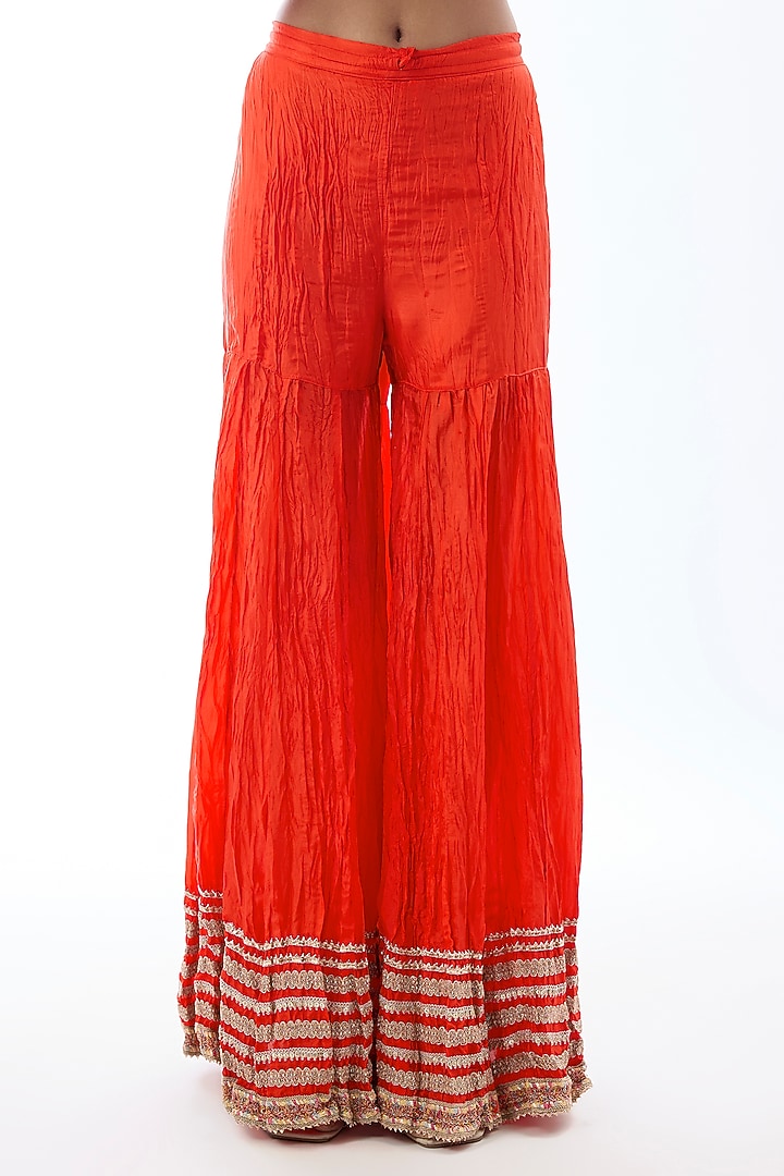 Orange Crepe Embroidered Kaftan Set by GOPI VAID at Pernia's Pop Up Shop