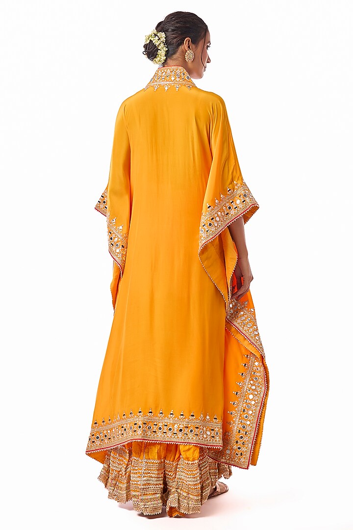 Yellow Crepe Embroidered Kaftan Set by GOPI VAID at Pernia's Pop Up Shop