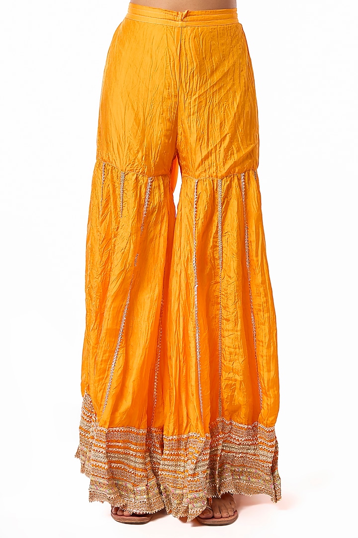 Yellow Crepe Embroidered Kaftan Set by GOPI VAID at Pernia's Pop Up Shop