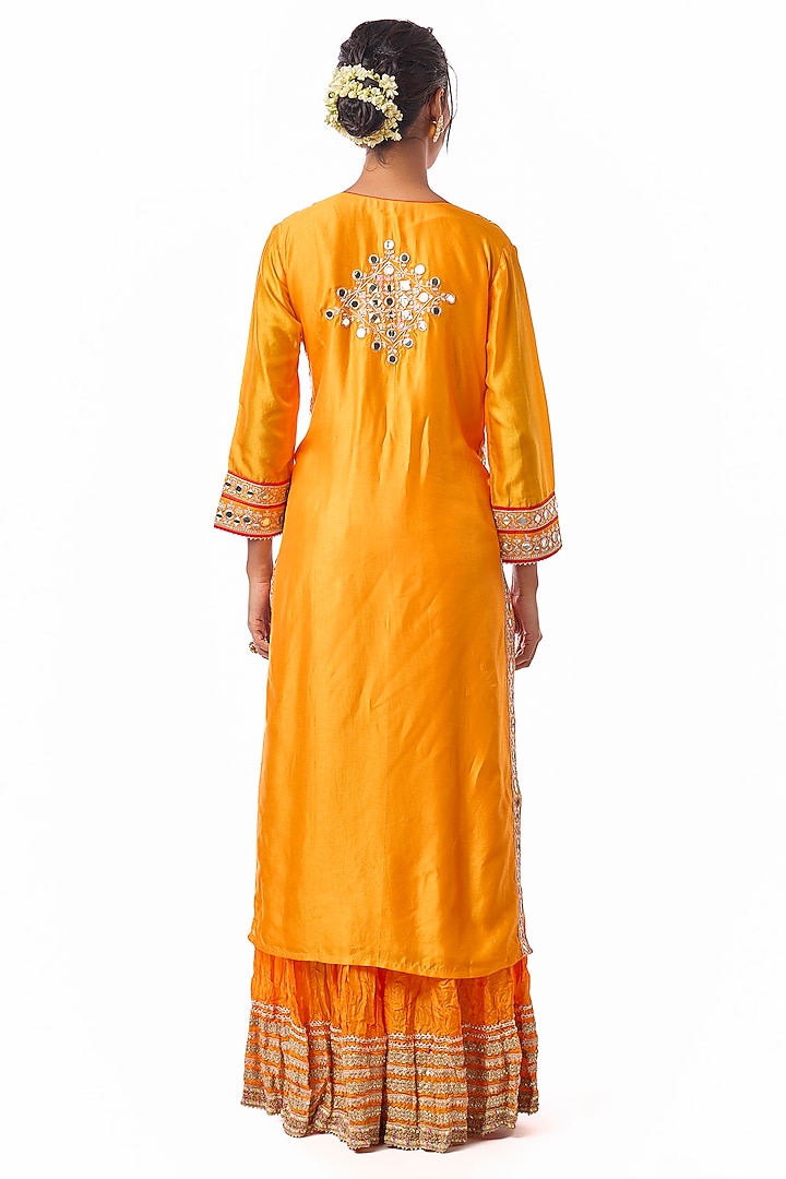 Yellow Raw Silk Embroidered Wedding Sharara Set by GOPI VAID at Pernia's Pop Up Shop