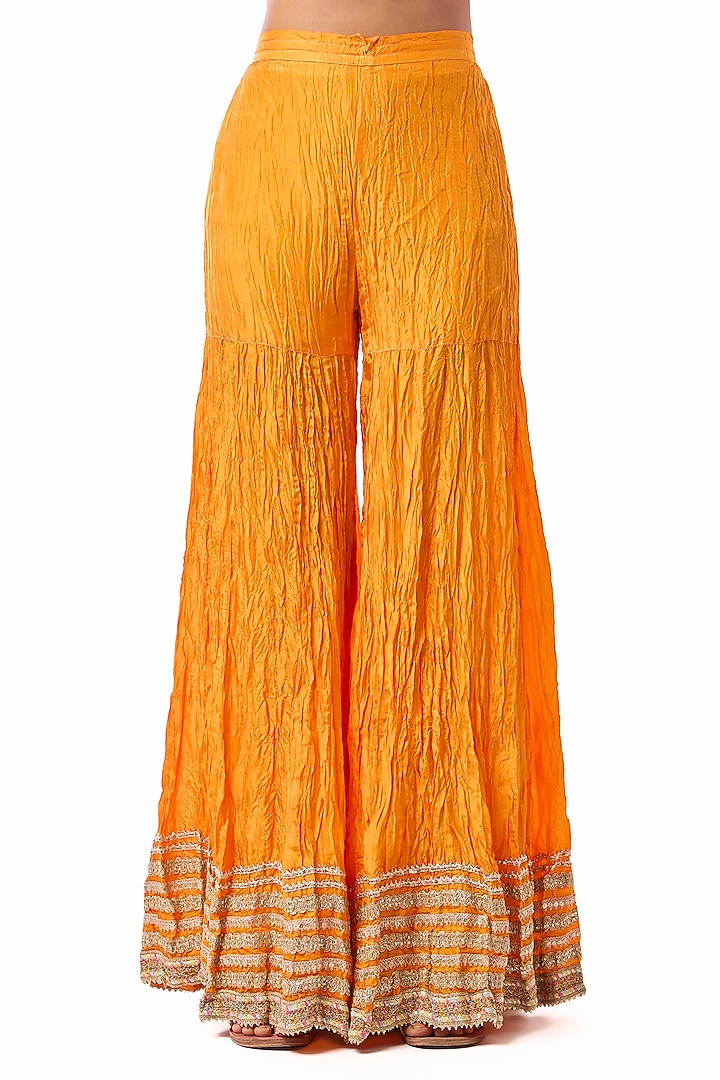 Yellow Raw Silk Embroidered Wedding Sharara Set by GOPI VAID at Pernia's Pop Up Shop