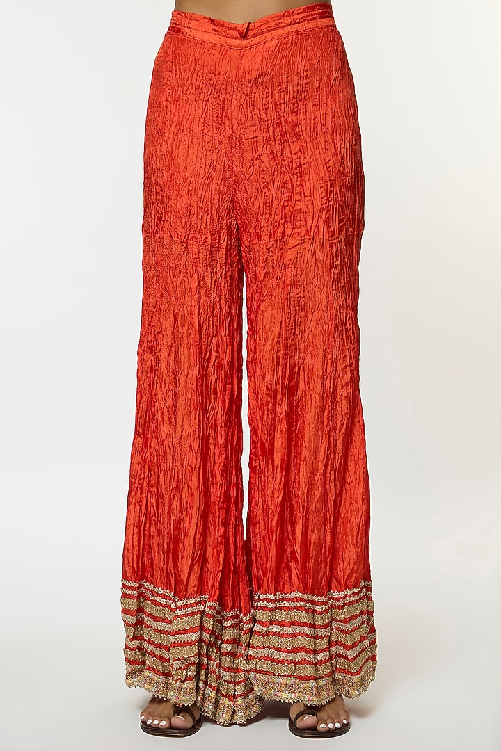 Pink Semi Silk Embroidered Wedding Sharara Set by GOPI VAID at Pernia's Pop Up Shop