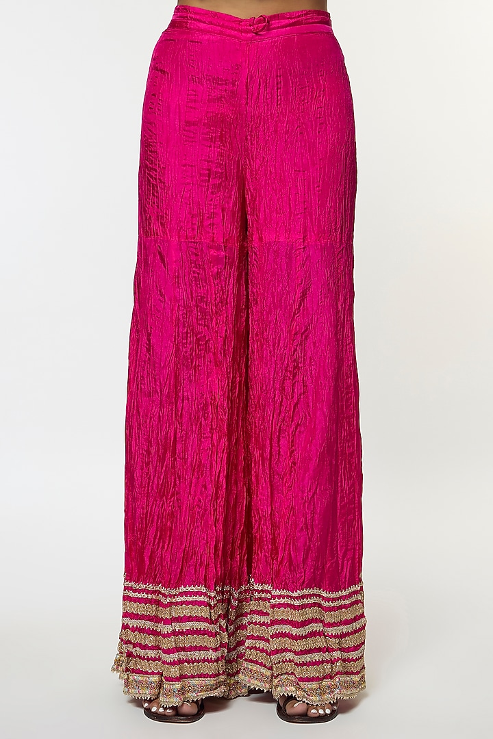 Purple Tussar Embroidered Straight Kurta Set by GOPI VAID at Pernia's Pop Up Shop
