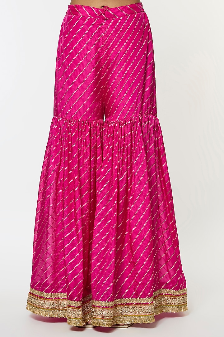 Pink Organza Embroidered Wedding Sharara Set by GOPI VAID at Pernia's Pop Up Shop