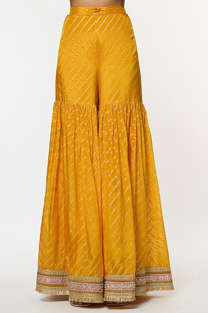 Yellow Organza Embroidered Wedding Sharara Set by GOPI VAID at Pernia's Pop Up Shop