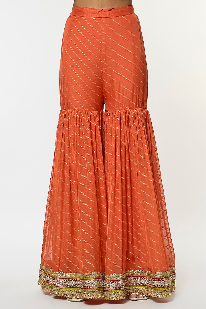 Orange Organza Embroidered Wedding Sharara Set by GOPI VAID at Pernia's Pop Up Shop