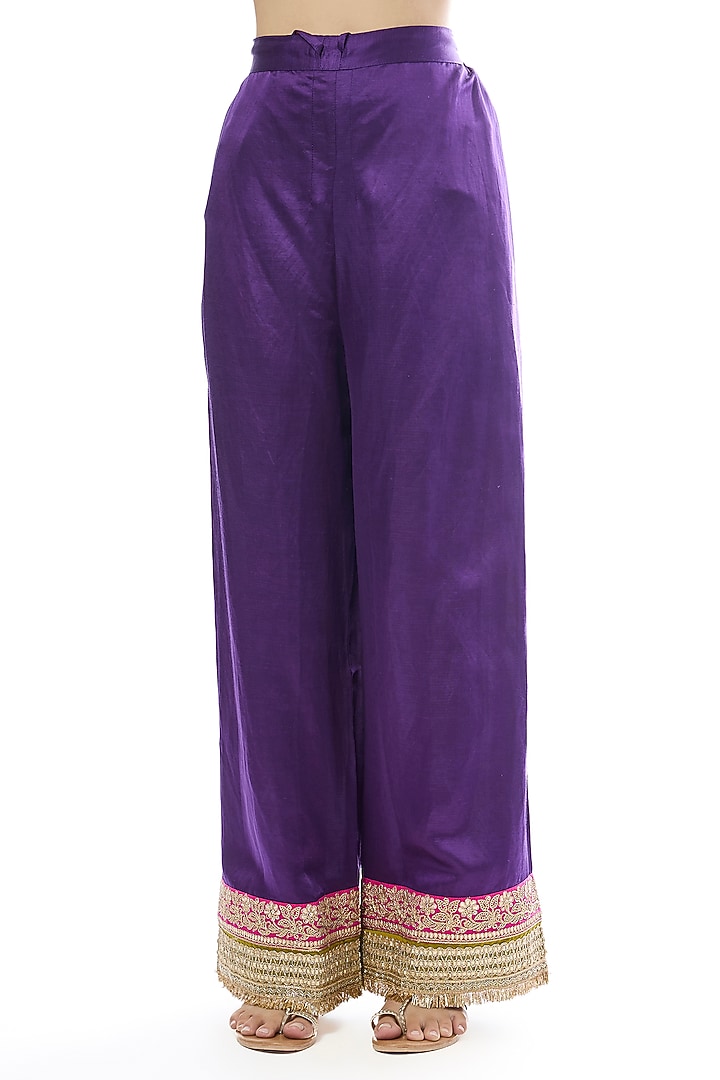 Purple Tussar Embellished Wedding Anarkali Set by GOPI VAID at Pernia's Pop Up Shop