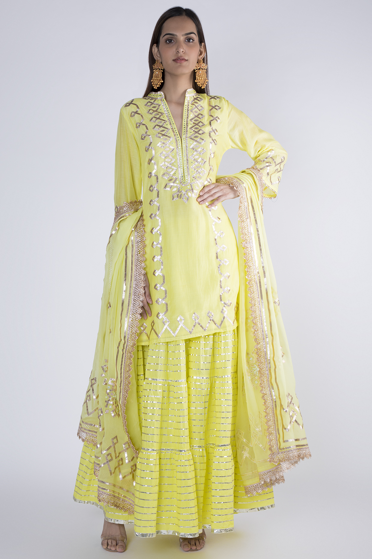 Lime Embroidered Kurta Set by GOPI VAID at Pernia's Pop Up Shop