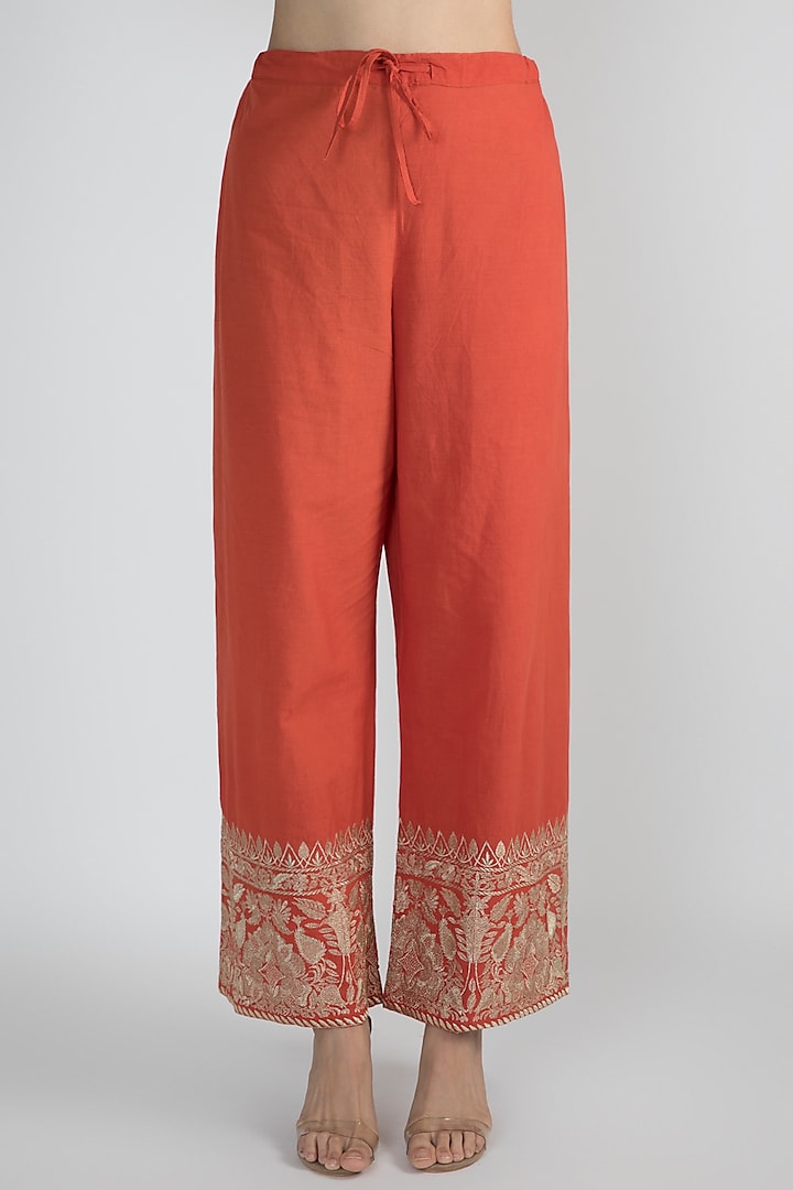 Red Embroidered Jacket Styled Tunic Set by GOPI VAID at Pernia's Pop Up Shop