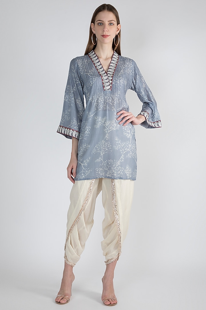Grey Embroidered Shirt by GOPI VAID