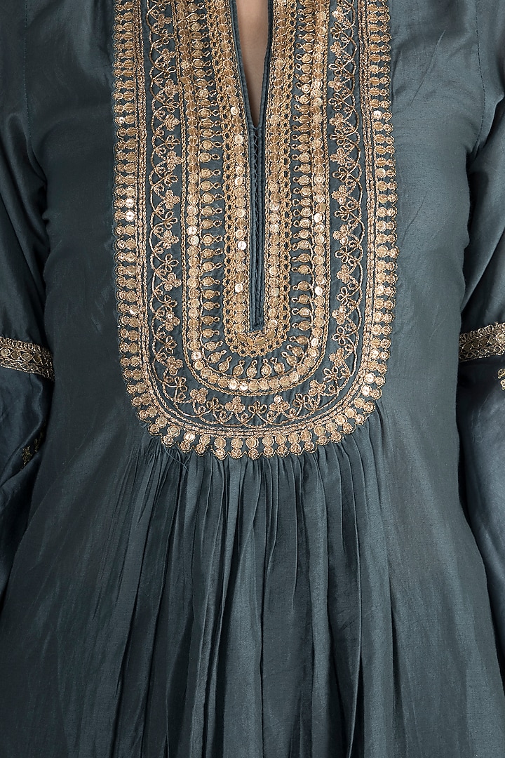 Teal Green Embroidered Wedding Sharara Set by GOPI VAID at Pernia's Pop Up Shop