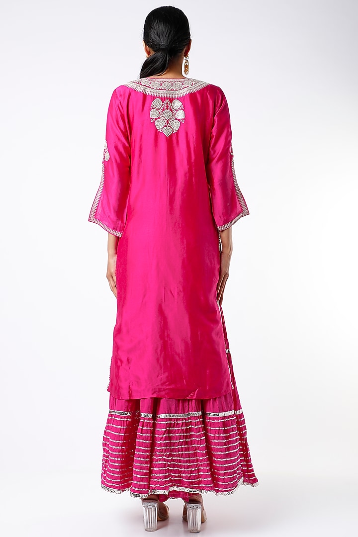 Fuchsia Embroidered Wedding Sharara Set by GOPI VAID at Pernia's Pop Up Shop