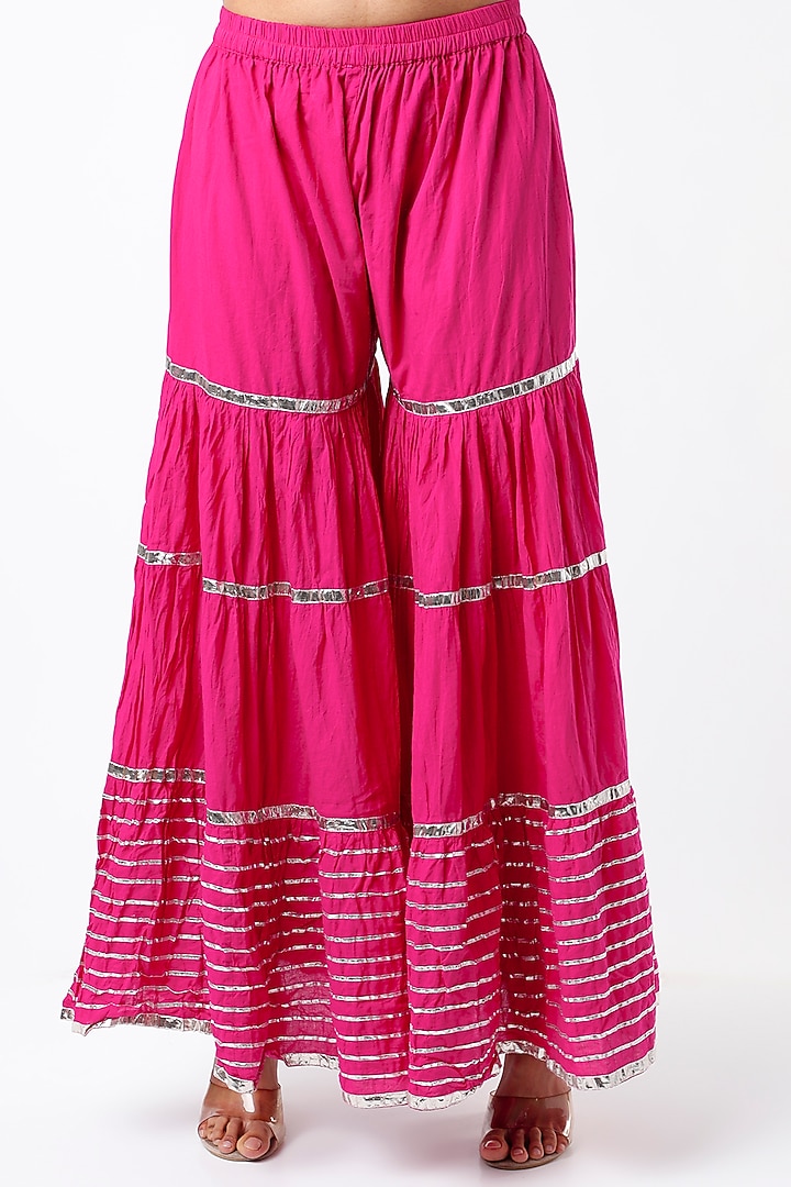 Fuchsia Embroidered Wedding Sharara Set by GOPI VAID at Pernia's Pop Up Shop