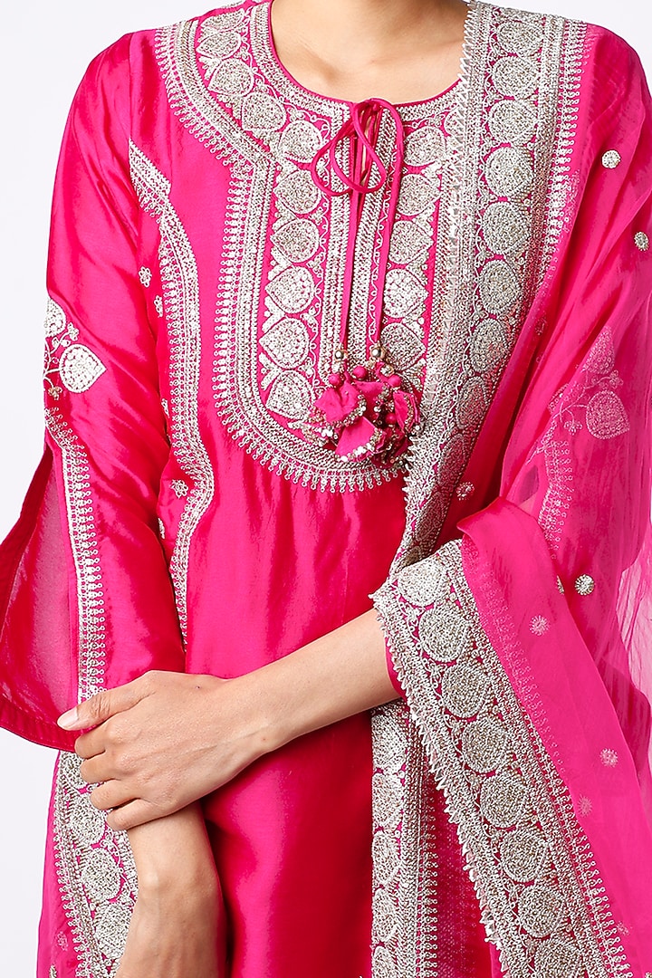 Fuchsia Embroidered Tunic Set by GOPI VAID at Pernia's Pop Up Shop