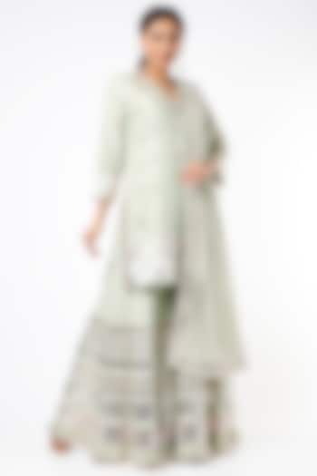 Mint Green Shimmer Sharara Set by GOPI VAID