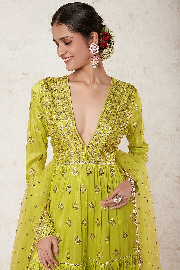 Mint Green Tussar Silk Kurta Set by GOPI VAID at Pernia's Pop Up Shop